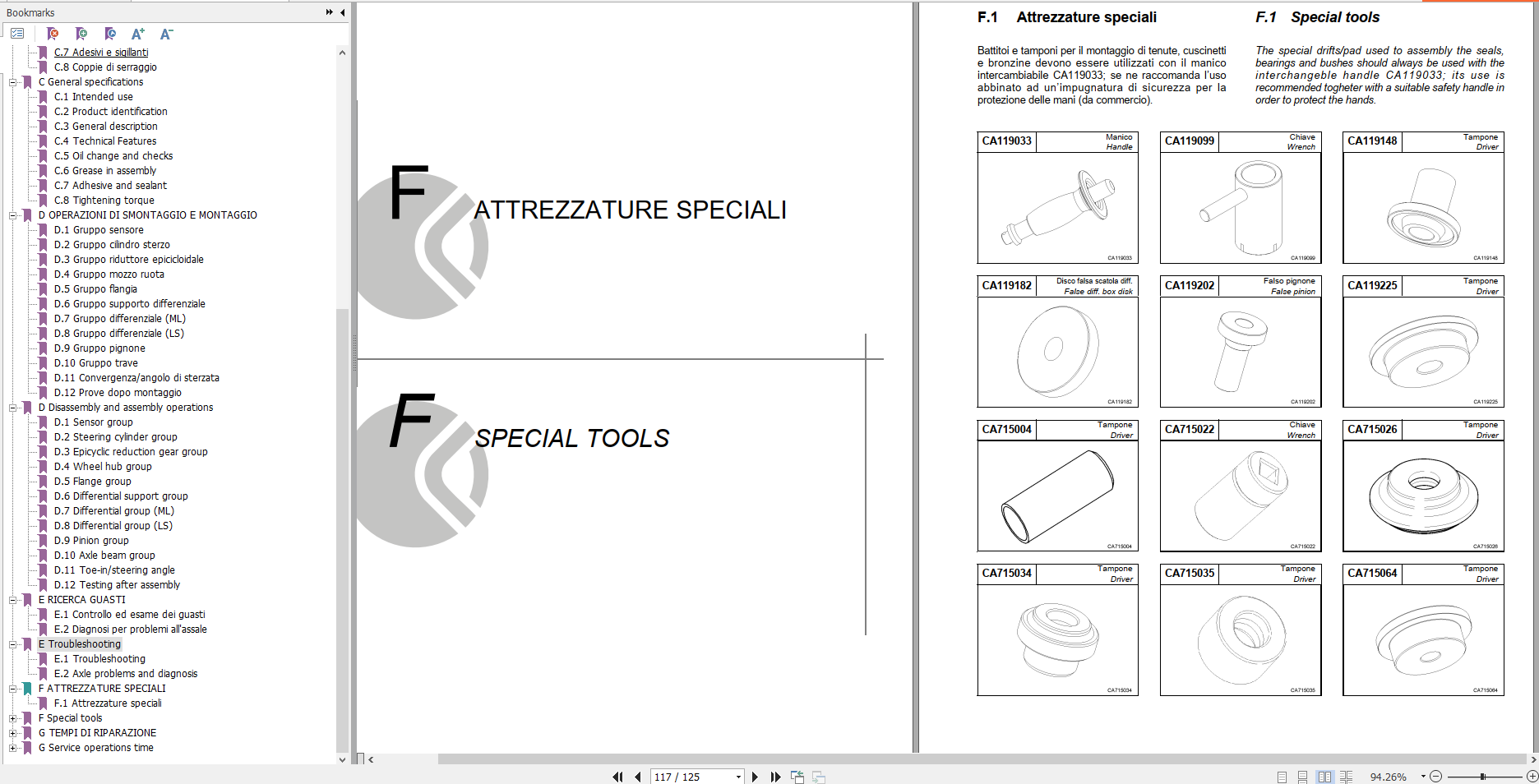 DEUTZ FAHR FRONT AXLE FOR AGROTRON 120 130 Repair Manual