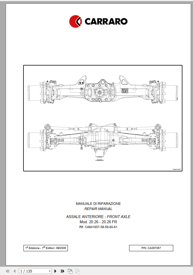 DEUTZ FAHR FRONT AXLE FOR AGROTRON 150 150.7 165.7 Workshop Manual 1