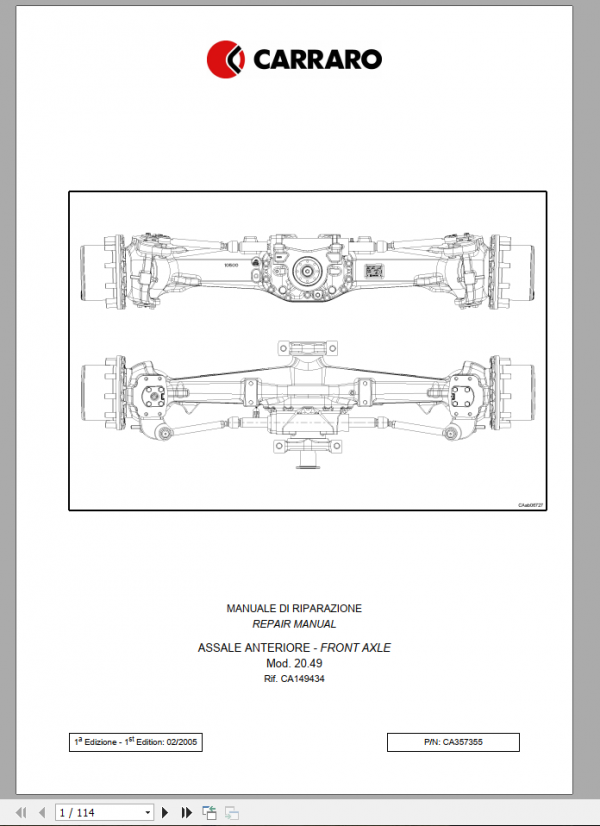 DEUTZ FAHR FRONT AXLE FOR AGROTRON 210 265 Repair Manual 1