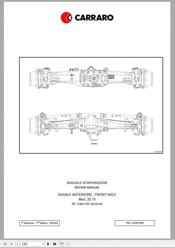 DEUTZ FAHR FRONT AXLE FOR AGROTRON K 90 100 110 120 Repair Manual 1