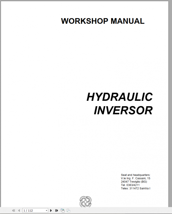 DEUTZ FAHR HYDRAULIC INVERSOR 80 105 Workshop Manual 1
