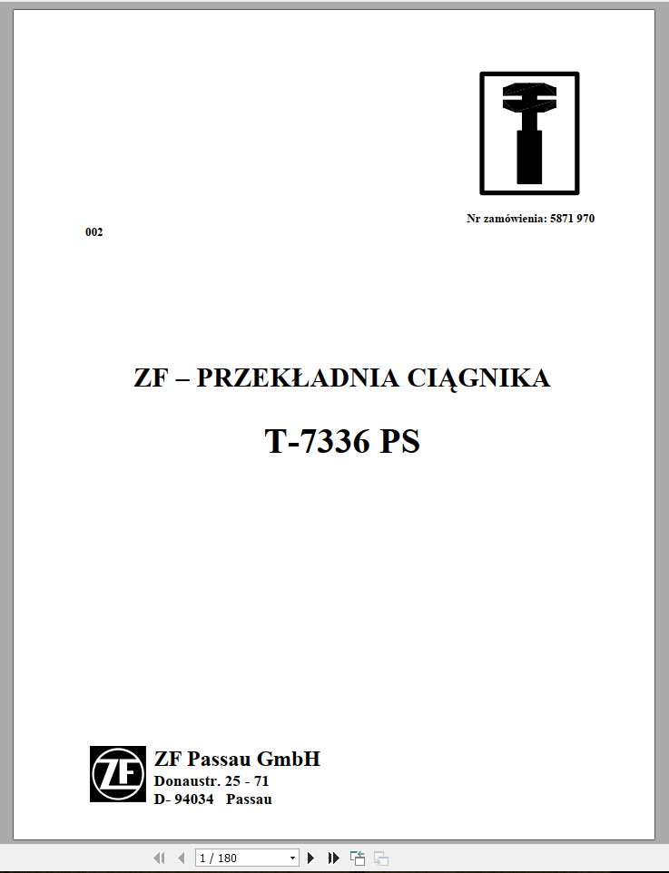 DEUTZ FAHR TRANSMISSION T 7336 PS Workshop Manual Poland 1