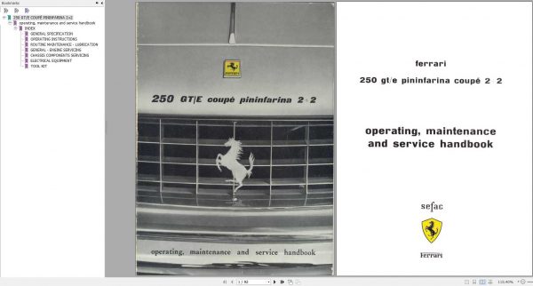 Ferrari 250 GT E Operating Maintenance and Service Handbook 1