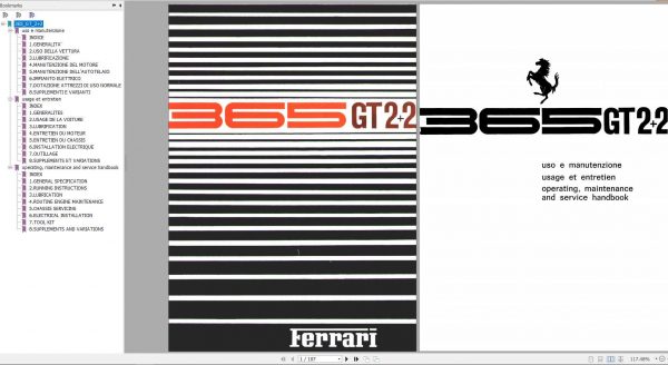 Ferrari 365 GT22 Operating Maintenance and Service Handbook 1