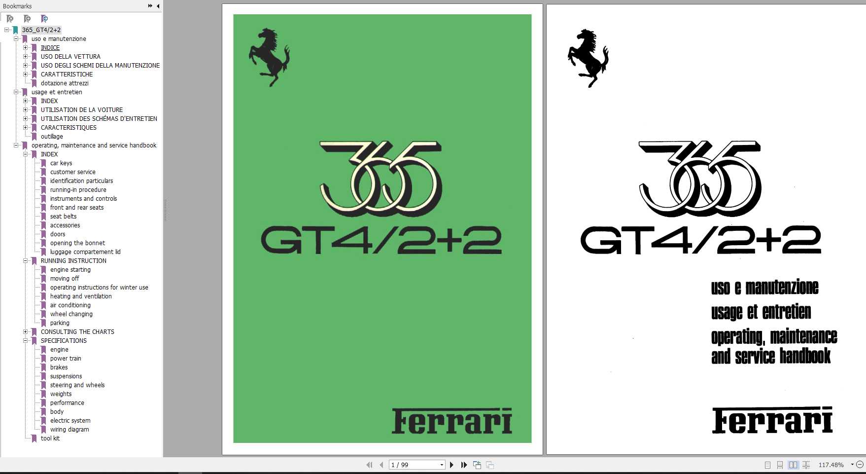 Ferrari 365 GT4 22 Operating Maintenance and Service Handbook 1