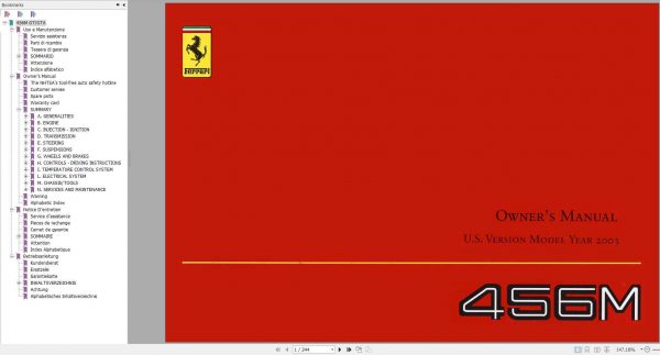 Ferrari 456M GTGTA Owners Manual 2003 USA 1