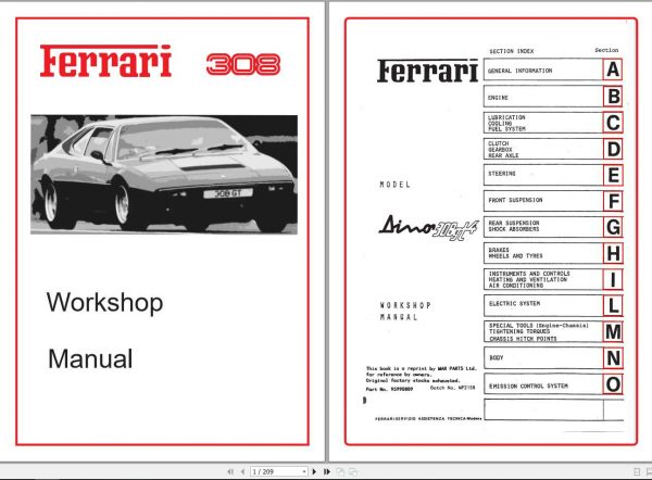 Ferrari Dino 308 GT4 Workshop Manual 1
