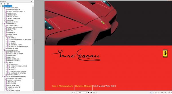 Ferrari Enzo USA 2003 Owners Manual 1