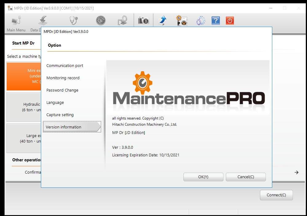 Hitachi Construction Machinery MPDr Ver 3.9.0.0 01.2021 Diagnostic Software 9