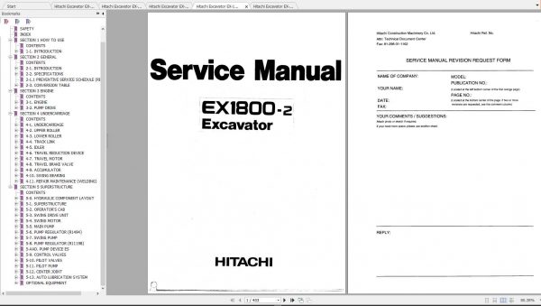Hitachi Excavator EX 1800 2 Shop Manuals 1