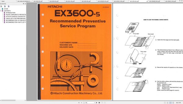 Hitachi Excavator EX 3600 5 Shop Manuals 4