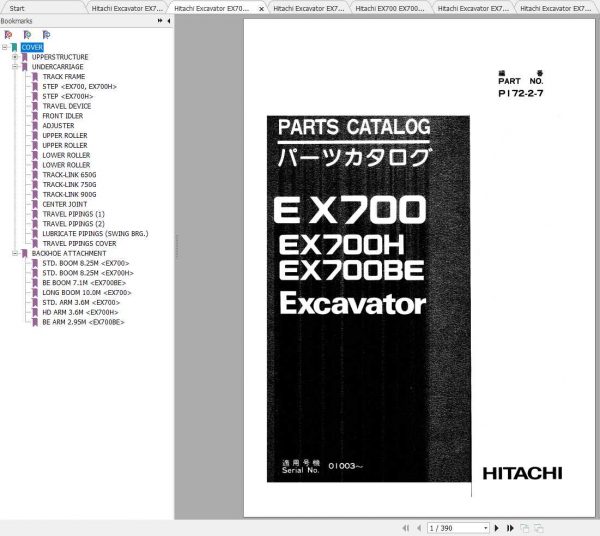 Hitachi Excavator EX 700 EX 700H EX 700BE Shop Manuals 1