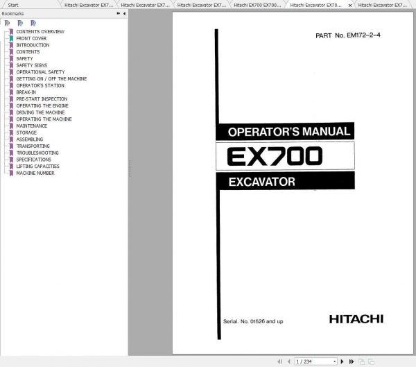 Hitachi Excavator EX 700 EX 700H EX 700BE Shop Manuals 2