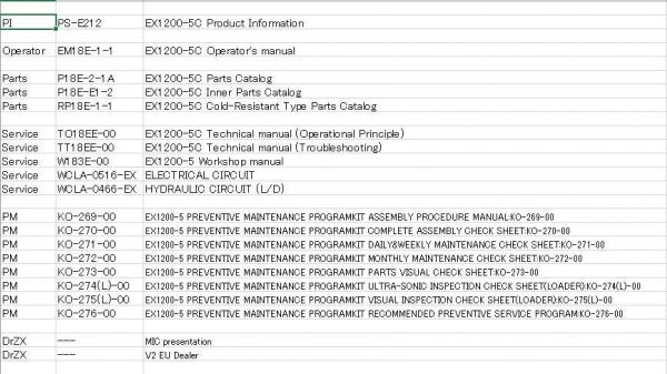 Hitachi Excavator EX1200 5C Dealer Shop Manuals 1