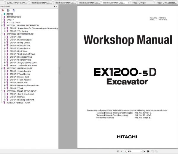 Hitachi Excavator EX1200 5D Shop Manuals 1