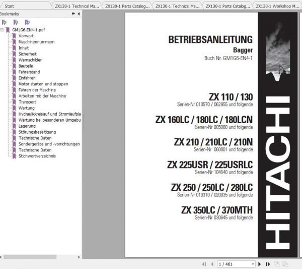 Hitachi Excavator Zaxis ZX130 1 Shop Manual 2