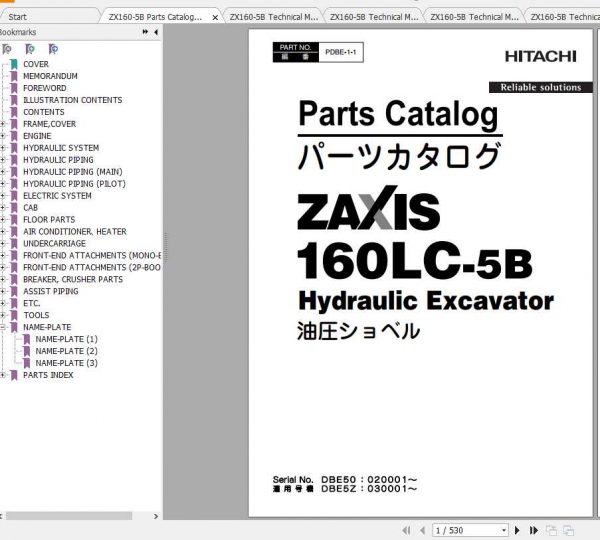 Hitachi Excavator Zaxis ZX160 5B Shop Manual 1