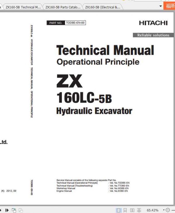Hitachi Excavator Zaxis ZX160 5B Shop Manual 2
