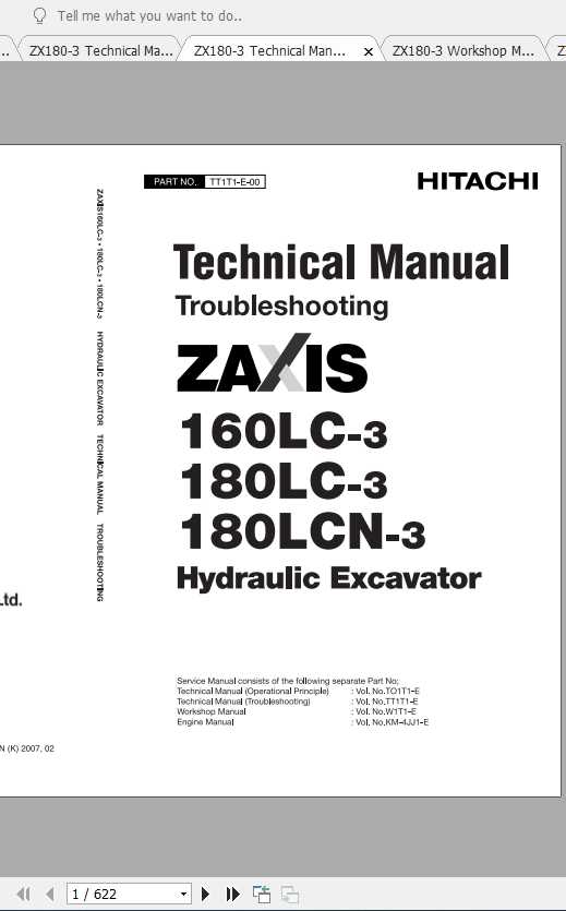 Hitachi Excavator Zaxis ZX180 3 Shop Manual 3