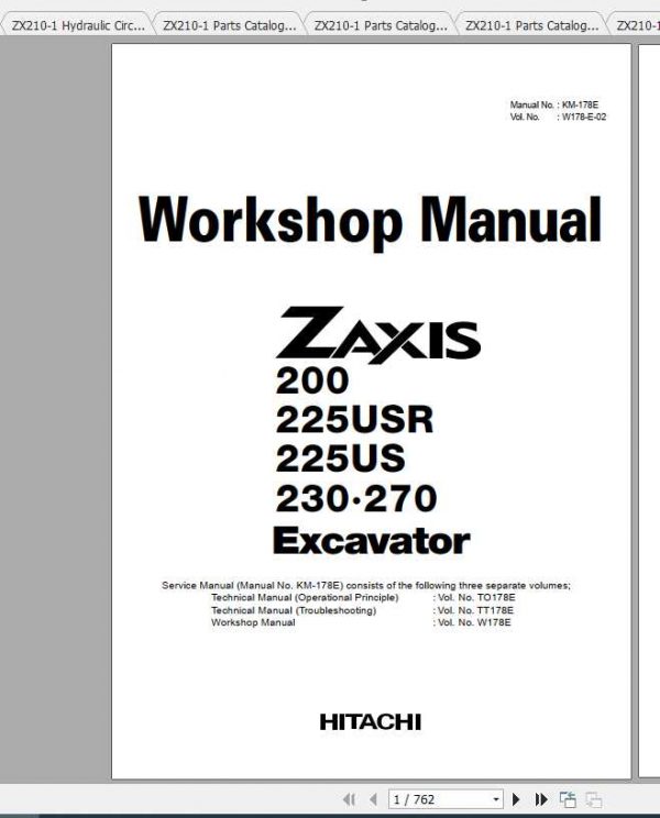 Hitachi Excavator Zaxis ZX210 1 Shop Manual 3