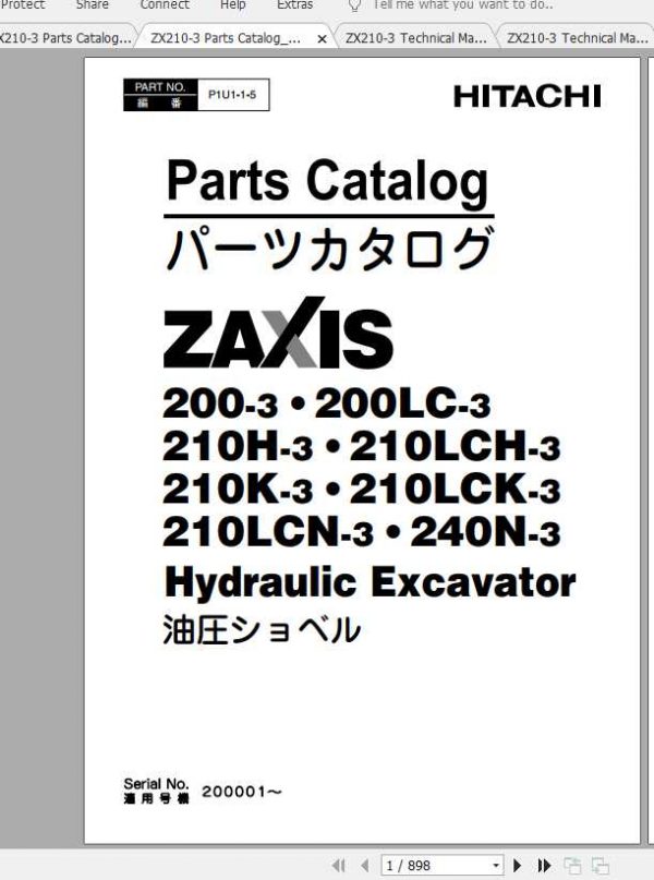 Hitachi Excavator Zaxis ZX210 3 Shop Manual 3