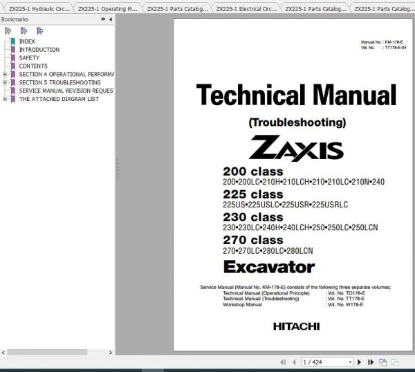 Hitachi Excavator Zaxis ZX225 1 Shop Manual 2