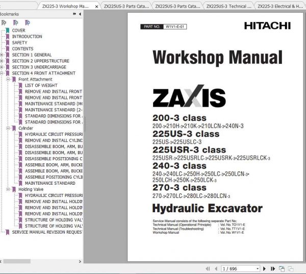 Hitachi Excavator Zaxis ZX225 3 Shop Manual 3