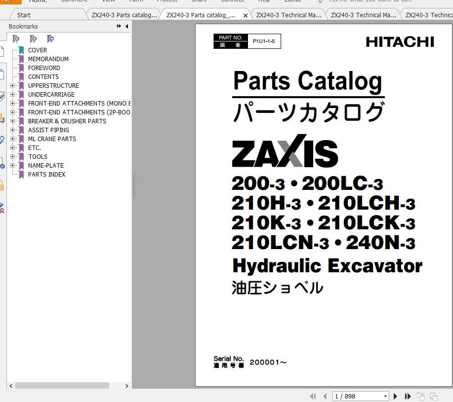 Hitachi Excavator Zaxis ZX240 3 Shop Manual 1