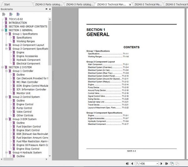 Hitachi Excavator Zaxis ZX240 3 Shop Manual 3