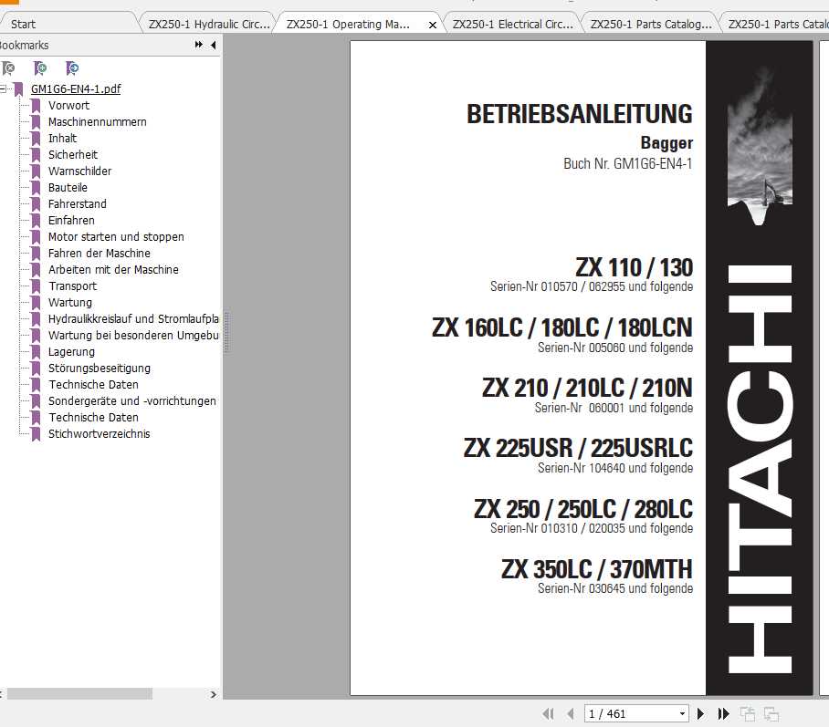 Hitachi Excavator Zaxis ZX250 1 Shop Manual 2