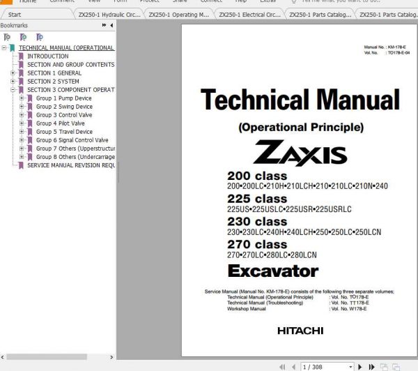 Hitachi Excavator Zaxis ZX250 1 Shop Manual 3
