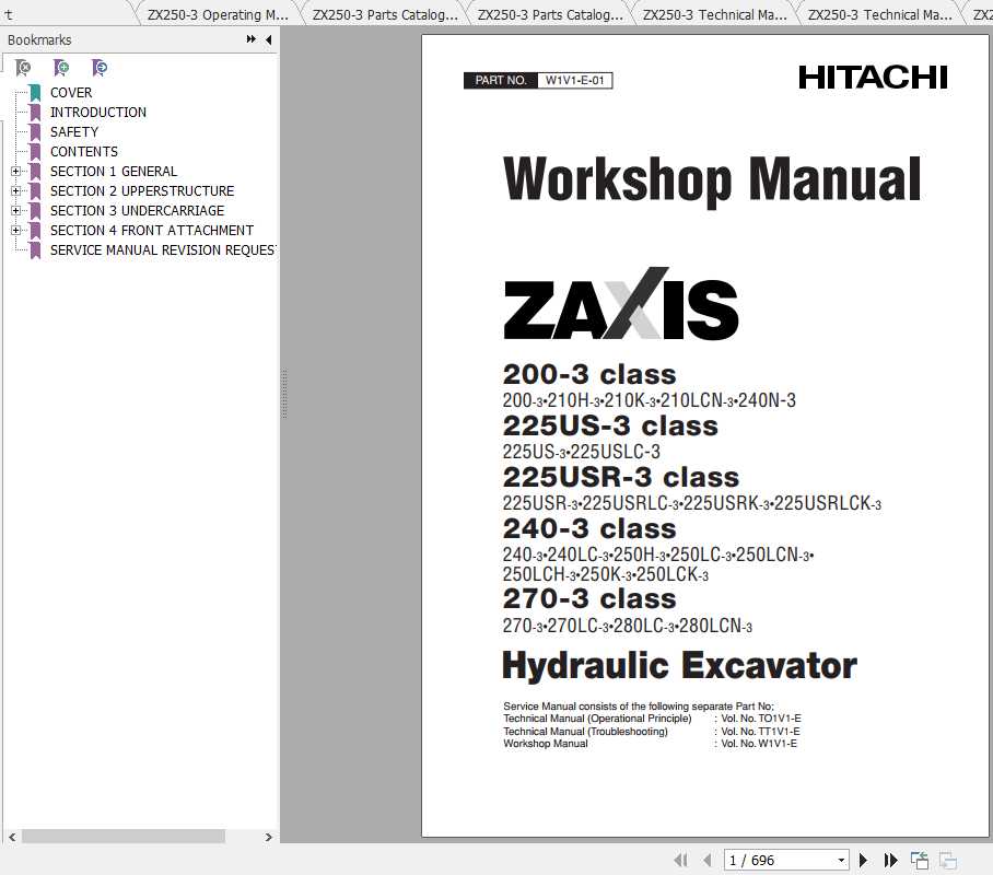 Hitachi Excavator Zaxis ZX250 3 Shop Manual 1