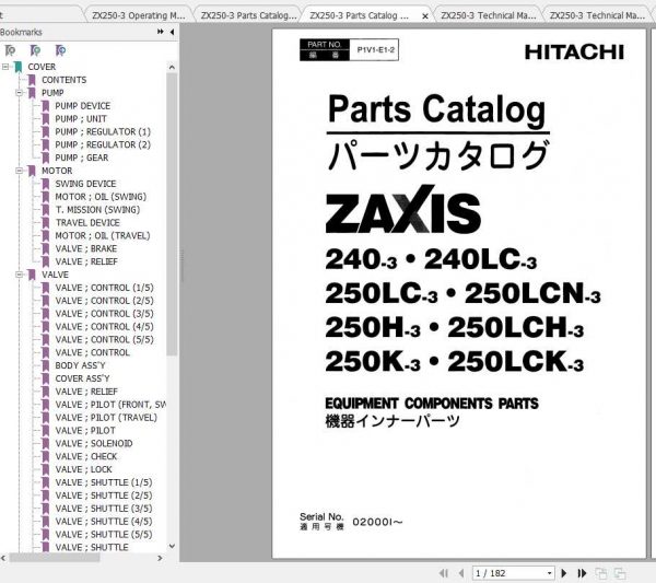 Hitachi Excavator Zaxis ZX250 3 Shop Manual 2