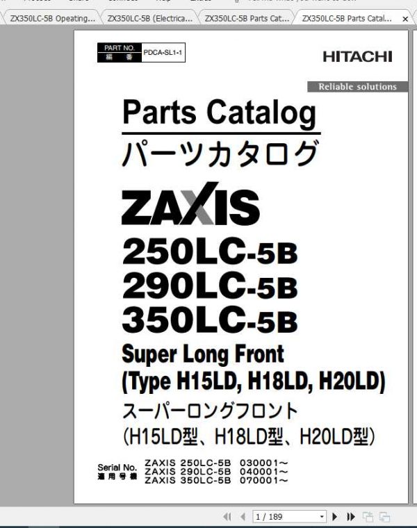 Hitachi Excavator Zaxis ZX350 5B Shop Manual 1