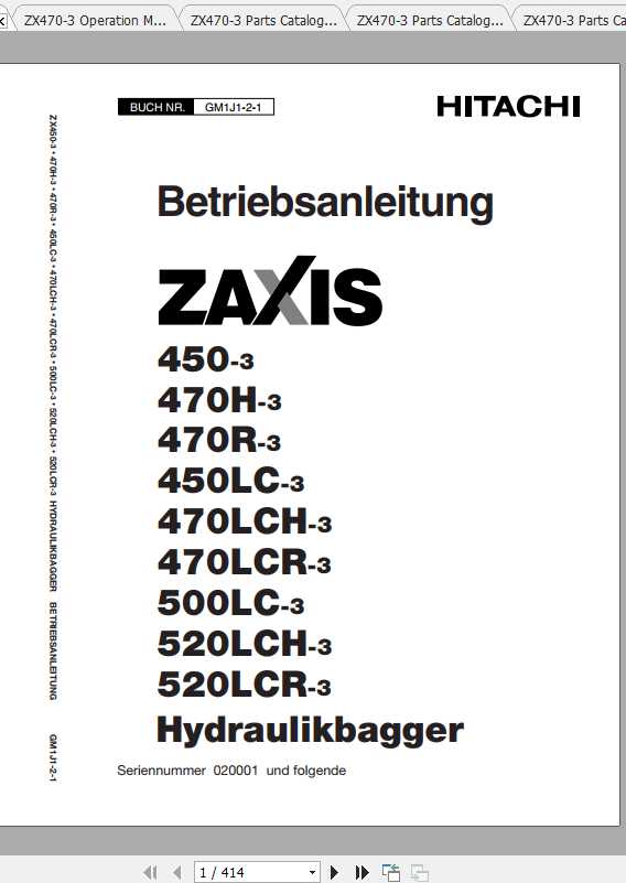 Hitachi Excavator Zaxis ZX470 3 Shop Manual 1