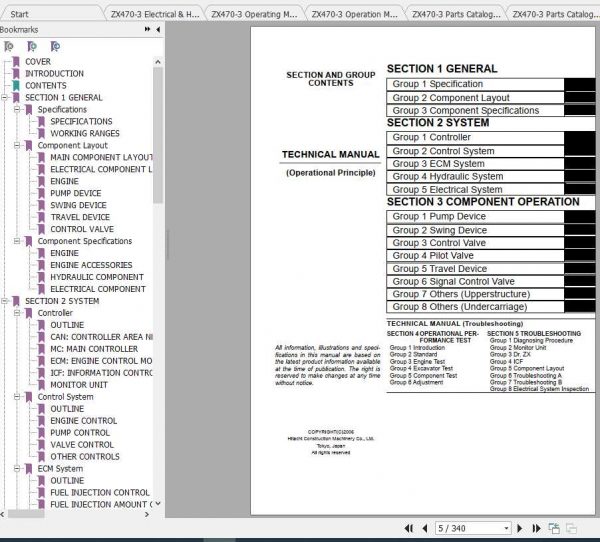 Hitachi Excavator Zaxis ZX470 3 Shop Manual 2