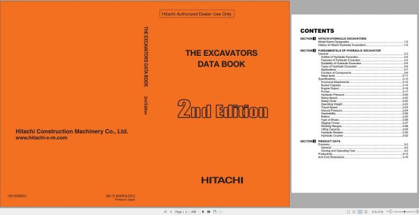 Hitachi Excavators Data Books 2nd Edition 1