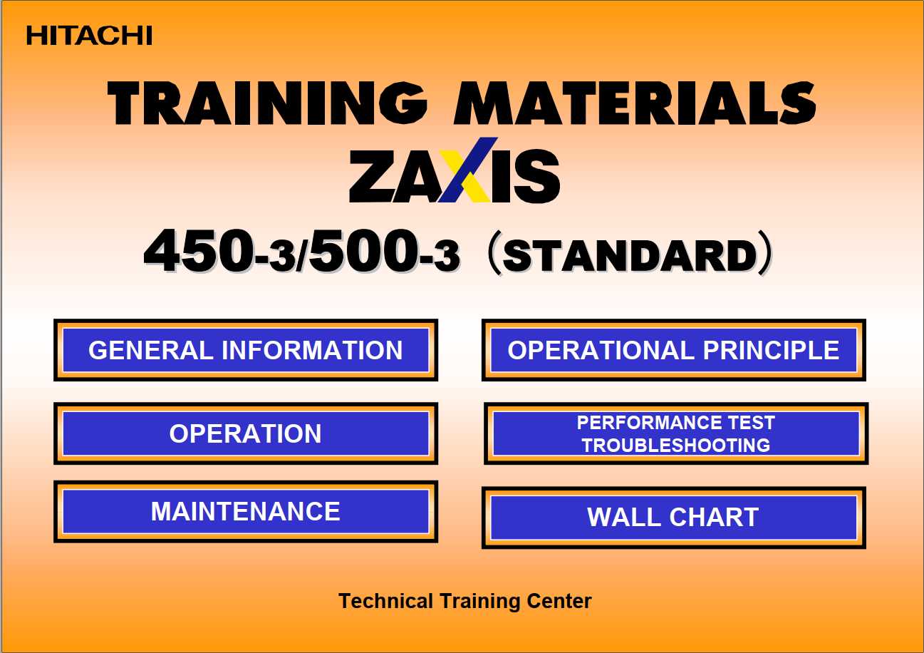 Hitachi Hydraulic Excavator ZAXIS 450 3 500 3 Standard Training Materials CD 1