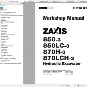 Hitachi Hydraulic Excavator ZAXIS 850 3 850LC 3 870H 3 870LCH 3 Shop Manuals EN 1