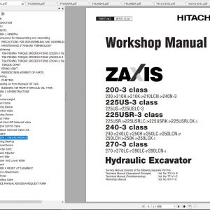Hitachi Hydraulic Excavator ZX200 3 ZX225US 3 ZX225USR 3 ZX240 3 ZX270 3 Class Shop Manuals EN 1