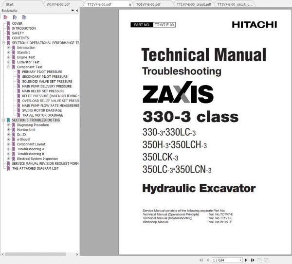 Hitachi Hydraulic Excavator ZX330 3 Class Shop Manuals EN 3