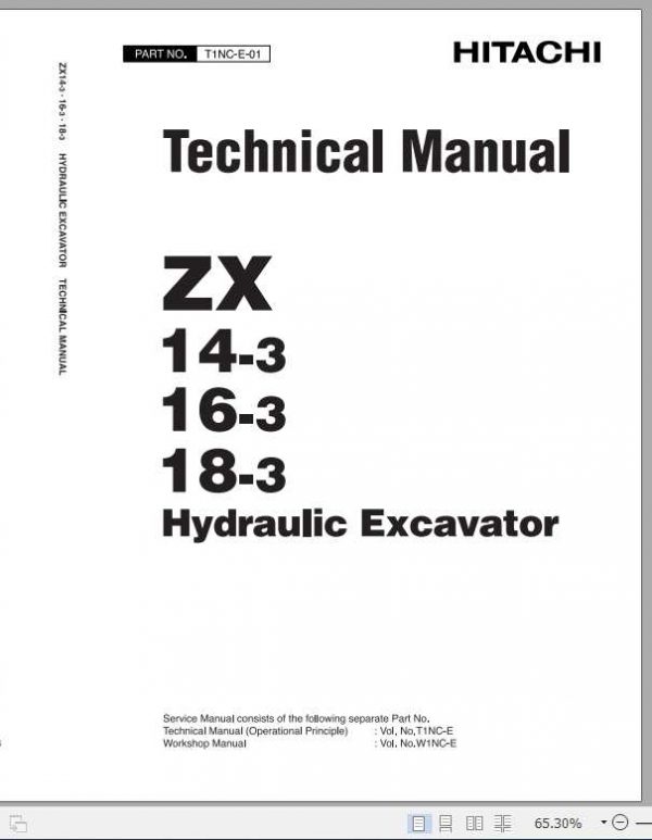 Hitachi Mini Excavator Zaxis ZX14 3 ZX16 3 ZX18 3 Shop Manual 1