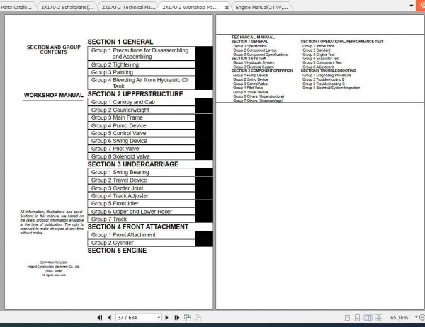Hitachi Mini Excavator Zaxis ZX17U 2 Shop Manual 3