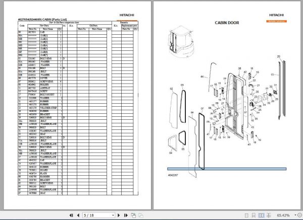 Hitachi Mini Excavator Zaxis ZX22U 2 to ZX50U 2 Series Cabin Parts Catalog 2