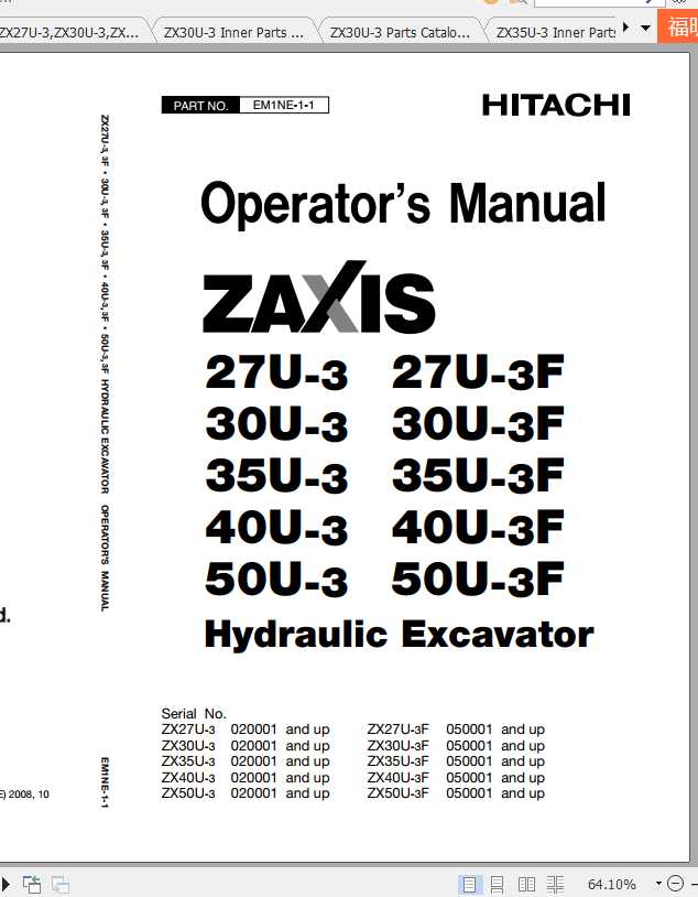 Hitachi Mini Excavator Zaxis ZX27U 3 ZX30U 3 ZX35U 3 Shop Manual 1