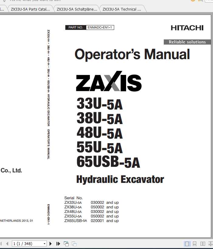 Hitachi Mini Excavator Zaxis ZX33U 5A Shop Manual 1
