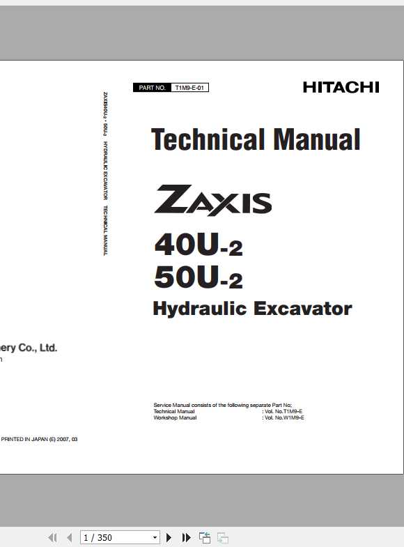 Hitachi Mini Excavator Zaxis ZX40U 2 Shop Manual 1