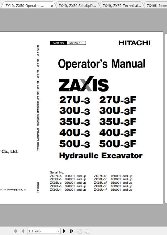 Hitachi Mini Excavator Zaxis ZX40U 3 ZX50U 3 Shop Manual 2