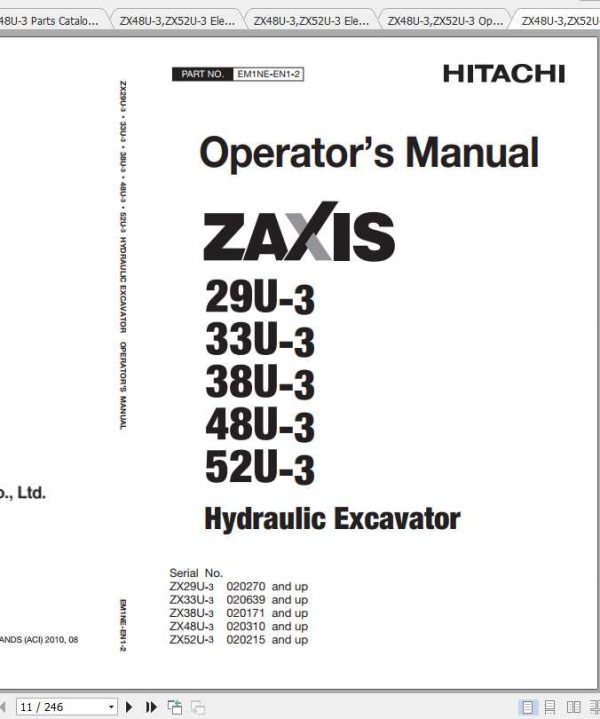 Hitachi Mini Excavator Zaxis ZX48U 3 Shop Manual 1