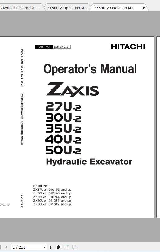Hitachi Mini Excavator Zaxis ZX50U 2 Shop Manual 2